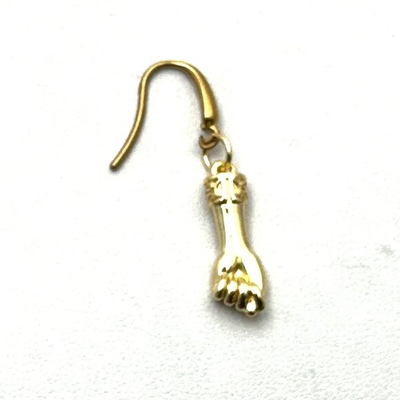 18K Gold Plated Figa Fist Earrings Pierced Chandelier - Picture 3 of 4